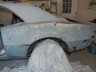 Left rear quarter panel - first stripping