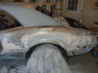 Left rear quarter panel - fourth stripping